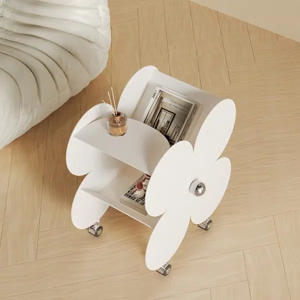 Contemporary Nordic Flower Four-leaf Clover Metal Steel Side Table 2-Shelf For Living Room - Image 8