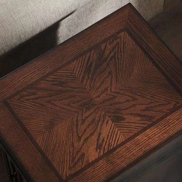 Contemporary Retro Rectangular Rubber Wood Fiberboard Metal Side Table 1-Drawer Cabinet For Bedroom - Image 7