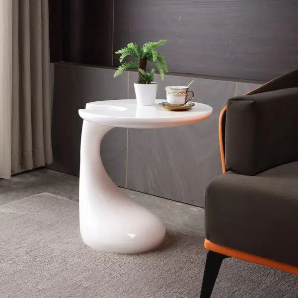 Contemporary Creative Round Plastic Steel End Table 1-Tier For Living Room - Image 12