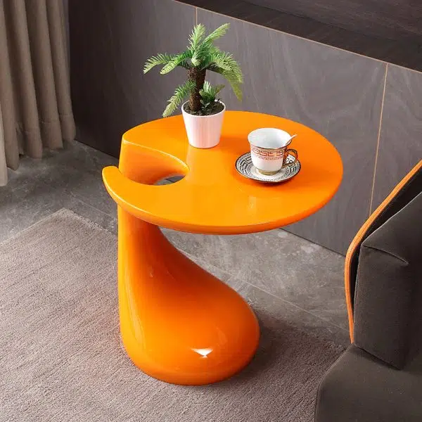 Contemporary Creative Round Plastic Steel End Table 1-Tier For Living Room - Image 16
