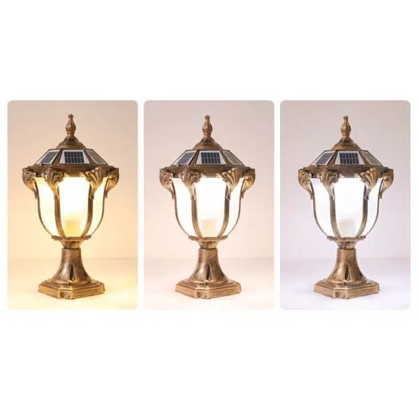 European Retro Die-Cast Aluminum Glass Solar Waterproof Outdoor Garden Landscape Column Light - Image 8