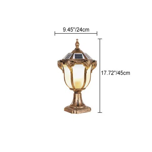 European Retro Die-Cast Aluminum Glass Solar Waterproof Outdoor Garden Landscape Column Light - Image 11
