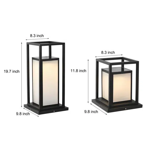 Outdoor Waterproof LED Black Modern Solar Fence Post Lights Pillar Lamp - Image 8