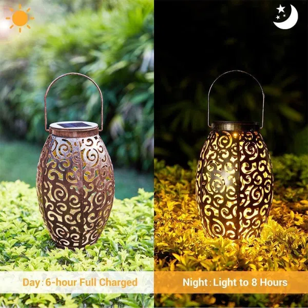 Solar Powered LED Waterproof Red Copper Antique Outdoor Lanterns Solar Lights - Image 2