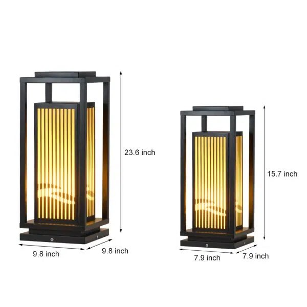 Minimalist Striped Decor LED Black Modern Solar Lights Outdoor Lanterns - Image 11