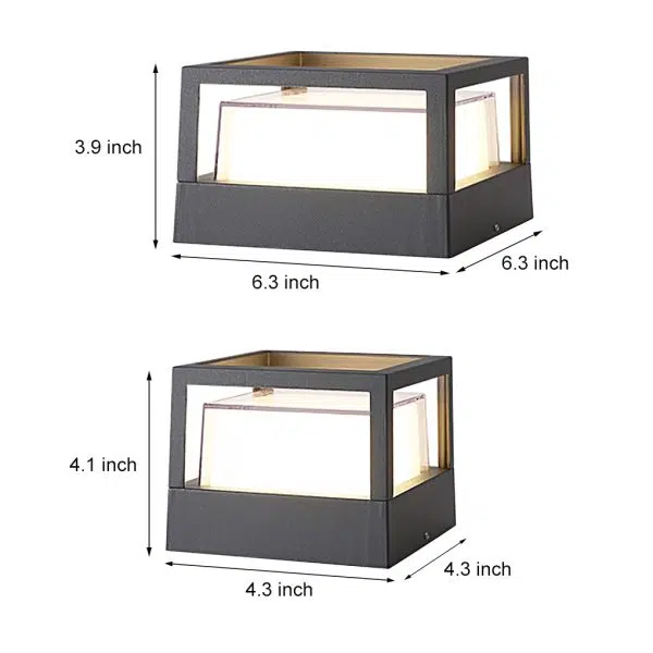 Square Double Layer Shade Outdoor Pier Mount Light Post Lamp - Image 5