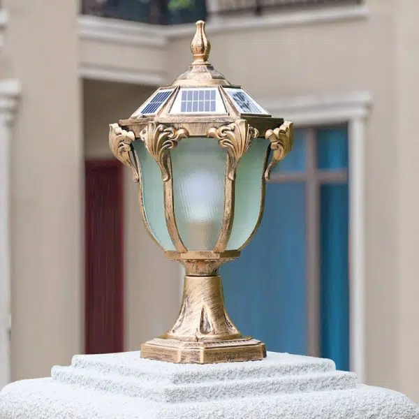 European Retro Die-Cast Aluminum Glass Solar Waterproof Outdoor Garden Landscape Column Light - Image 16