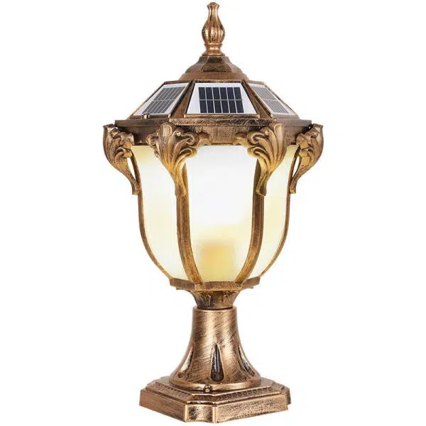 European Retro Die-Cast Aluminum Glass Solar Waterproof Outdoor Garden Landscape Column Light - Image 3