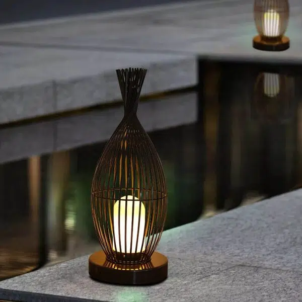 Retro Iron Oval Column Outdoor Waterproof 1-Light Standing Floor Lamp - Image 2