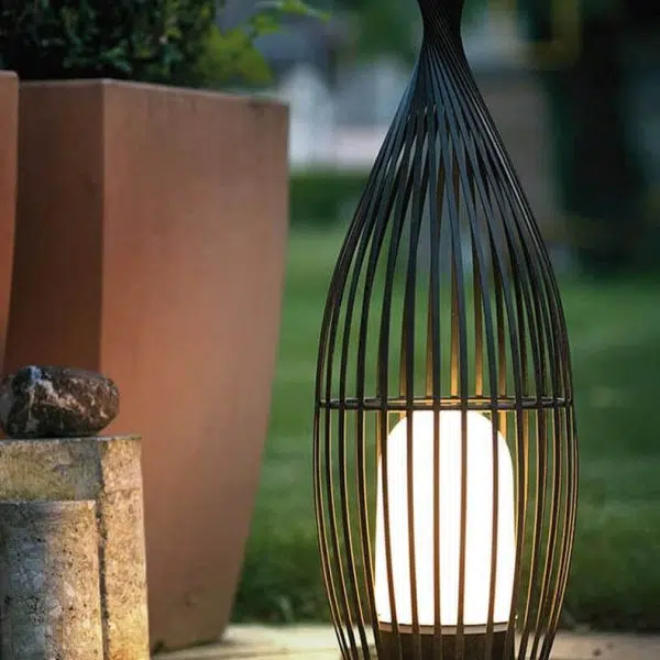 Retro Iron Oval Column Outdoor Waterproof 1-Light Standing Floor Lamp - Image 13