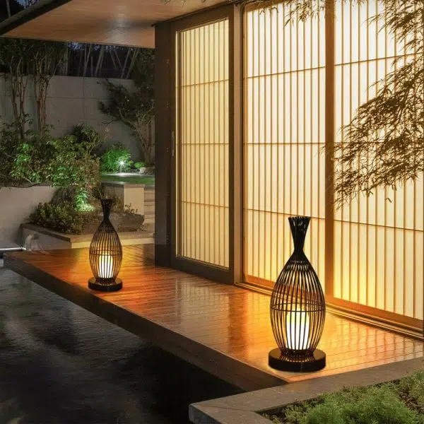 Retro Iron Oval Column Outdoor Waterproof 1-Light Standing Floor Lamp - Image 11