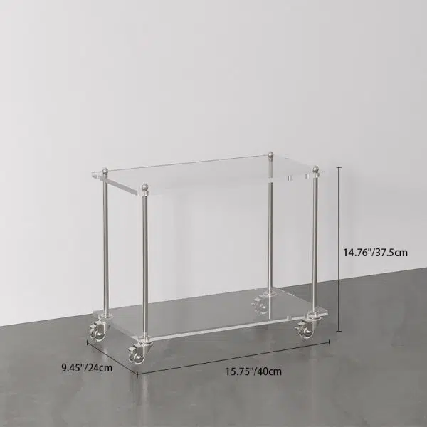 Contemporary Creative Rectangular Acrylic Steel Side Table 2/3-Tier For Living Room - Image 4