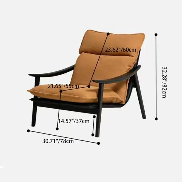 Contemporary Retro Rectangular Curved Upholstered Wood Lambswool Fabric Accent Chair Backrest Armrest For Living Room - Image 4