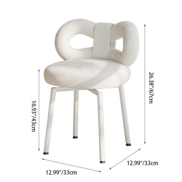 Contemporary Creative Round Upholstered Bow Lambswool Iron Vanity Stool Backrest For Bedroom - Image 4