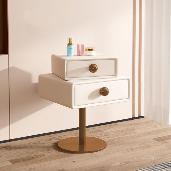 Contemporary Creative Orb Square Rotatable Stackable Wood Steel Nightstand 2-Drawer For Bedroom - Image 16