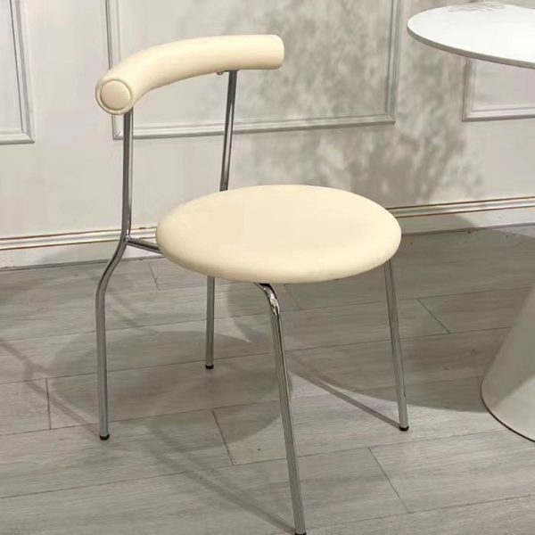 Contemporary Scandinavian Leather Metal Sponge Round Arc Dining Chair Backrest For Dining Room - Image 21