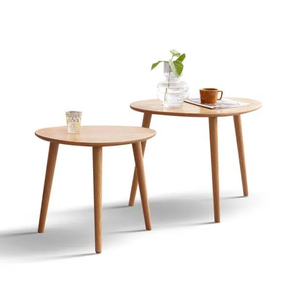 Contemporary Japanese Oval Wood Side Table 1-Tier For Living Room - Image 15