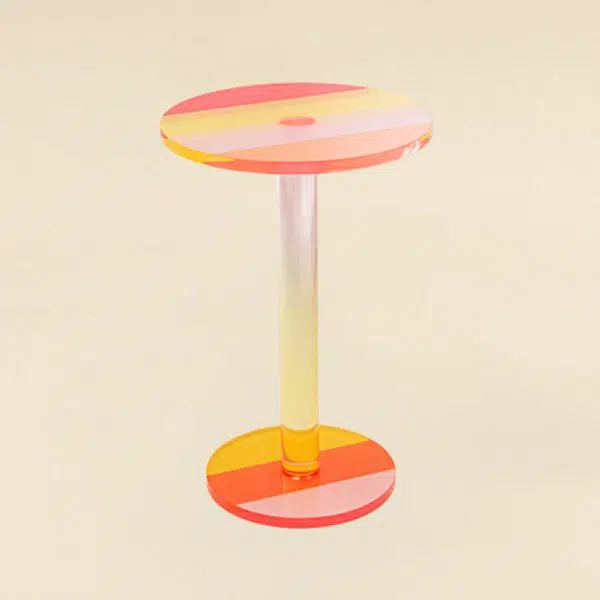 Contemporary Creative Round Column Marble Acrylic End Table 1-Tier For Living Room - Image 16