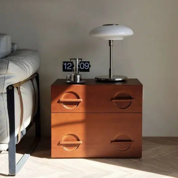 Contemporary Nordic Rectangular Solid Wood Nightstand 2-Drawer For Bedroom - Image 11