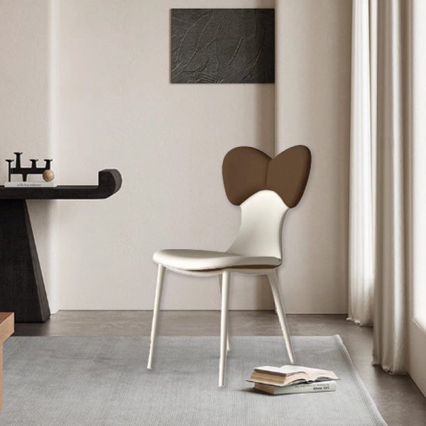 Contemporary Nordic Leather Steel Square Bow Tie Dining Chair Backrest For Dining Room - Image 3