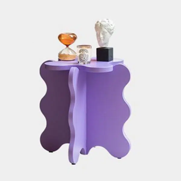 Contemporary Creative Wave Petal Wooden Fiberboard End Table For Living Room - Image 15