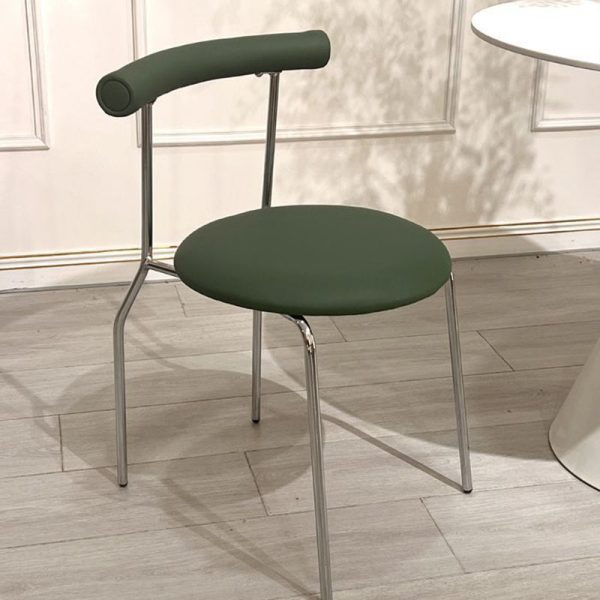 Contemporary Scandinavian Leather Metal Sponge Round Arc Dining Chair Backrest For Dining Room - Image 22