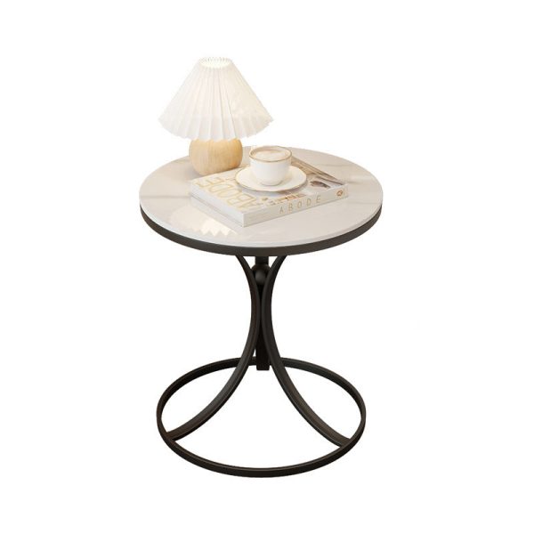 Contemporary Creative Round Rock Slab Iron End Table 1-Tier For Living Room - Image 21