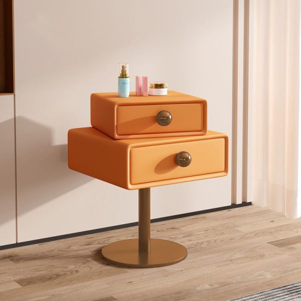 Contemporary Creative Orb Square Rotatable Stackable Wood Steel Nightstand 2-Drawer For Bedroom - Image 24