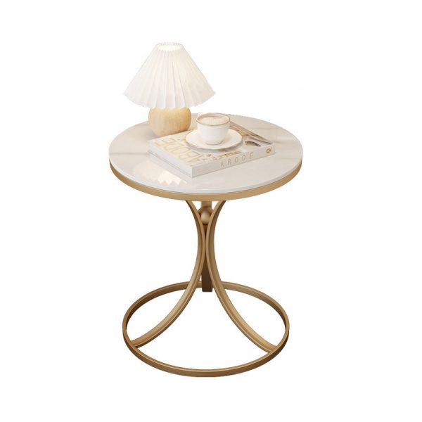 Contemporary Creative Round Rock Slab Iron End Table 1-Tier For Living Room - Image 22