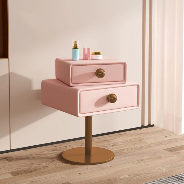 Contemporary Creative Orb Square Rotatable Stackable Wood Steel Nightstand 2-Drawer For Bedroom - Image 22