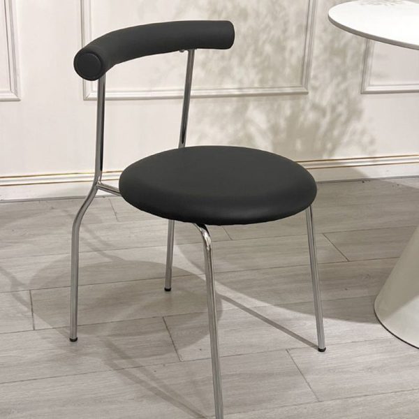 Contemporary Scandinavian Leather Metal Sponge Round Arc Dining Chair Backrest For Dining Room - Image 24
