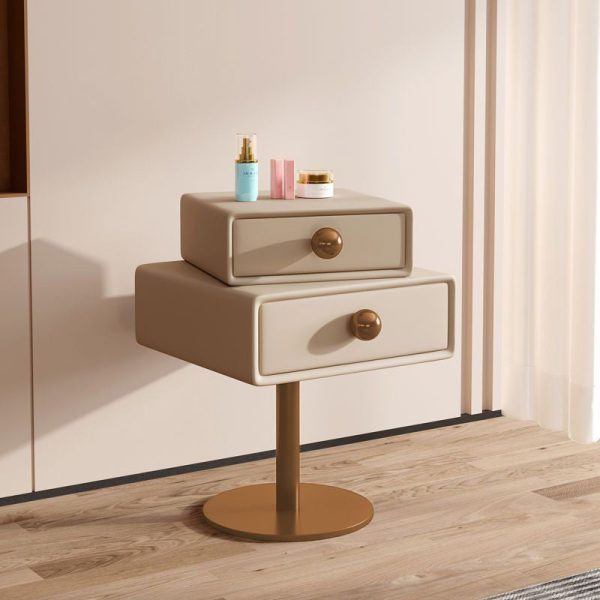 Contemporary Creative Orb Square Rotatable Stackable Wood Steel Nightstand 2-Drawer For Bedroom - Image 23