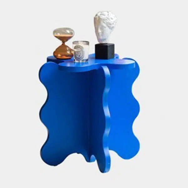 Contemporary Creative Wave Petal Wooden Fiberboard End Table For Living Room - Image 19