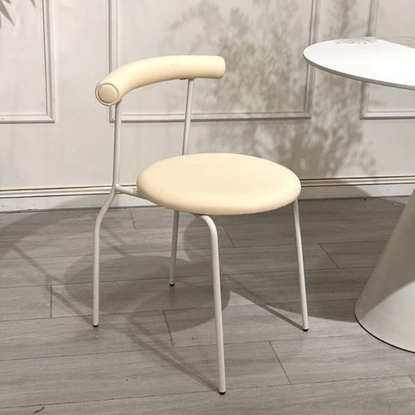 Contemporary Scandinavian Leather Metal Sponge Round Arc Dining Chair Backrest For Dining Room - Image 26
