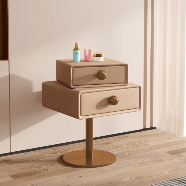 Contemporary Creative Orb Square Rotatable Stackable Wood Steel Nightstand 2-Drawer For Bedroom - Image 20