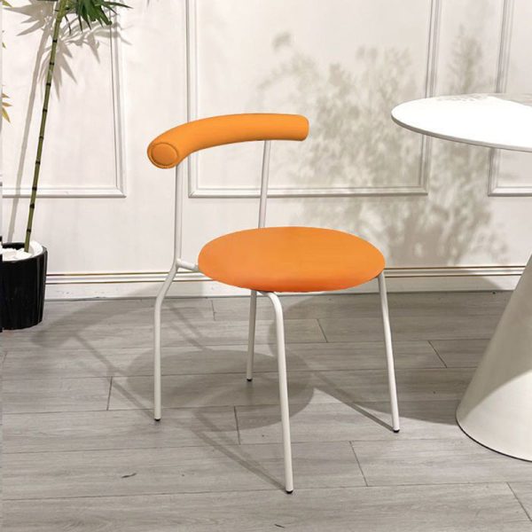 Contemporary Scandinavian Leather Metal Sponge Round Arc Dining Chair Backrest For Dining Room - Image 27