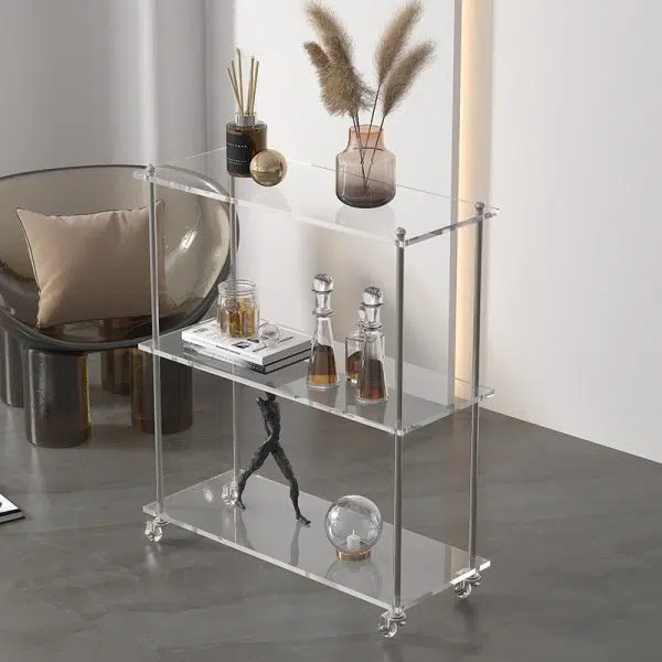 Contemporary Creative Rectangular Acrylic Steel Side Table 2/3-Tier For Living Room - Image 3