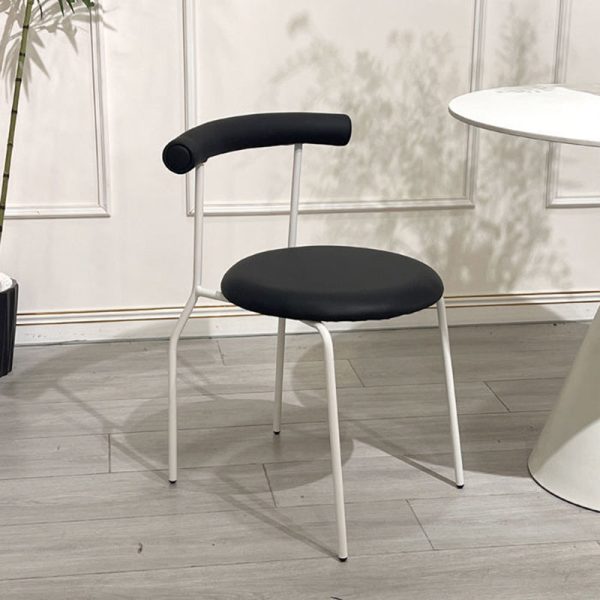 Contemporary Scandinavian Leather Metal Sponge Round Arc Dining Chair Backrest For Dining Room - Image 28