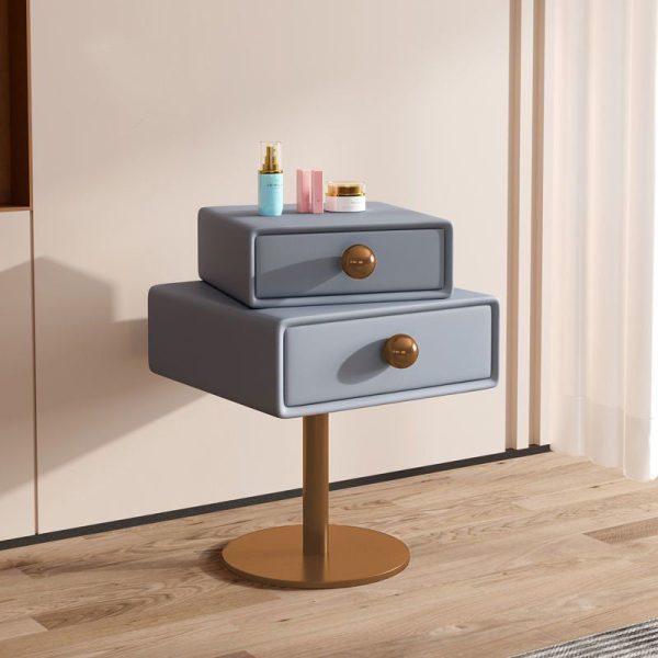 Contemporary Creative Orb Square Rotatable Stackable Wood Steel Nightstand 2-Drawer For Bedroom - Image 18