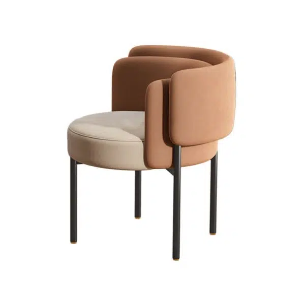 Contemporary Luxury Fabric Upholstered Metal Legs Dining Chair Backrest For Dining Room - Image 10