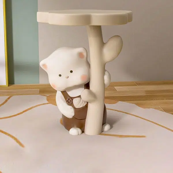 Contemporary Creative Kids Cat Flower Resin End Table 1-Tray For Bedroom - Image 9