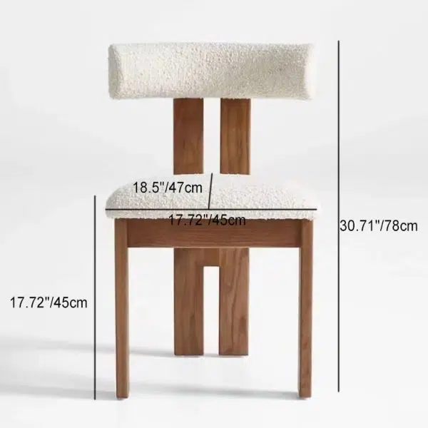 Contemporary Retro Half Round Upholstered Fabric Wood Dining Chair Curved Backrest For Dining Room - Image 4