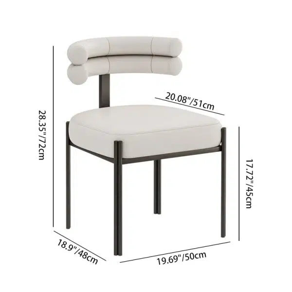 Contemporary Creative Half Arc Square Leather Metal Dining Chair Backrest Armless For Dining Room - Image 4