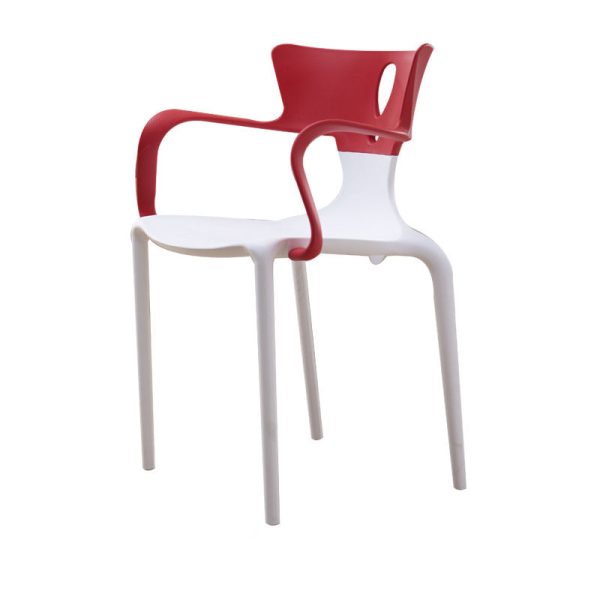 Contemporary Nordic Curved Plastic Dining Chair Backrest Armrest For Dining Room - Image 15