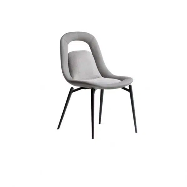 Contemporary Scandinavian Curved Leather Metal Tapered Legs Dining Chair Backrest For Dining Room - Image 21