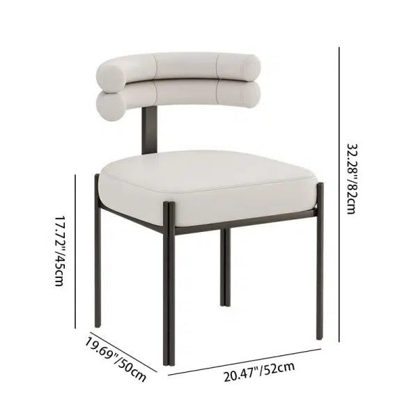 Contemporary Nordic Square Curved Backrest Leather Carbon Steel Dining Chair For Dining Room - Image 5