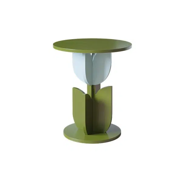 Contemporary Creative Petal Round Tabletop Pine Glass Side Table For Living Room - Image 16