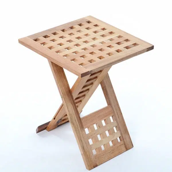 Traditional Rustic Square Wood Chair Backless Armless For Living Room - Image 27