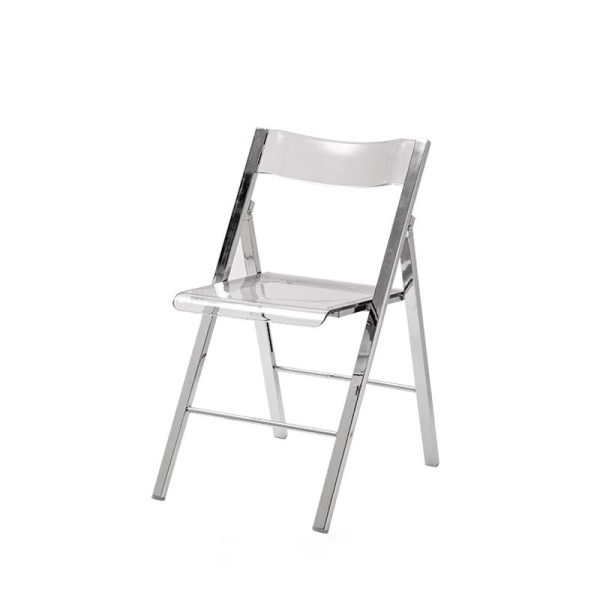 Contemporary Nordic Square Acrylic Metal Dining Chair Foldable For Dining Room - Image 15