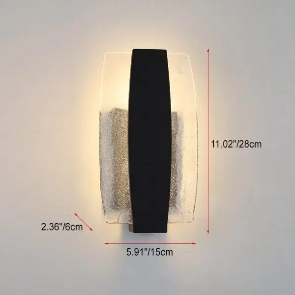 Modern Minimalist Rectangle Aluminum Glass LED Wall Sconce Lamp For Outdoor Patio - Image 4